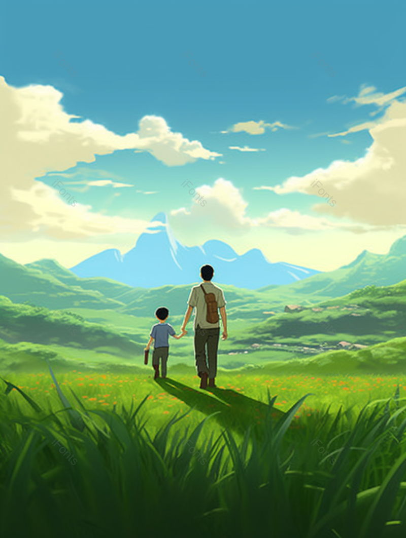 父亲节父子户外玩乐,插画/手绘图,插画/手绘图库,插画/手绘图下载,插画/手绘